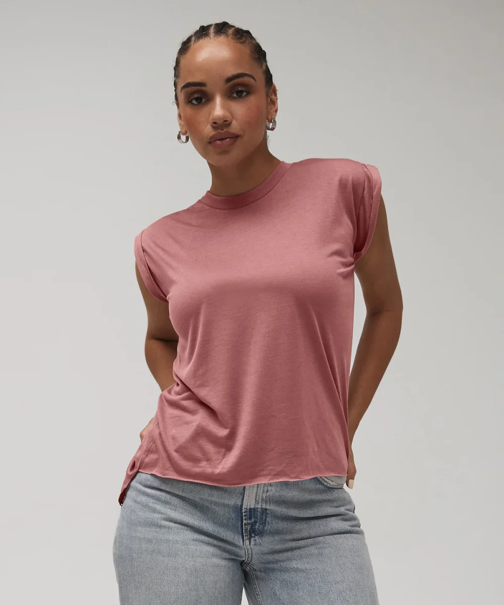 Flowy Muscle Tee med rullad manschett för damer - Bild 2