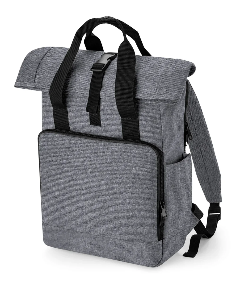 Återvunnen laptopryggsäck med dubbla handtag och rulltopp - Bild 4