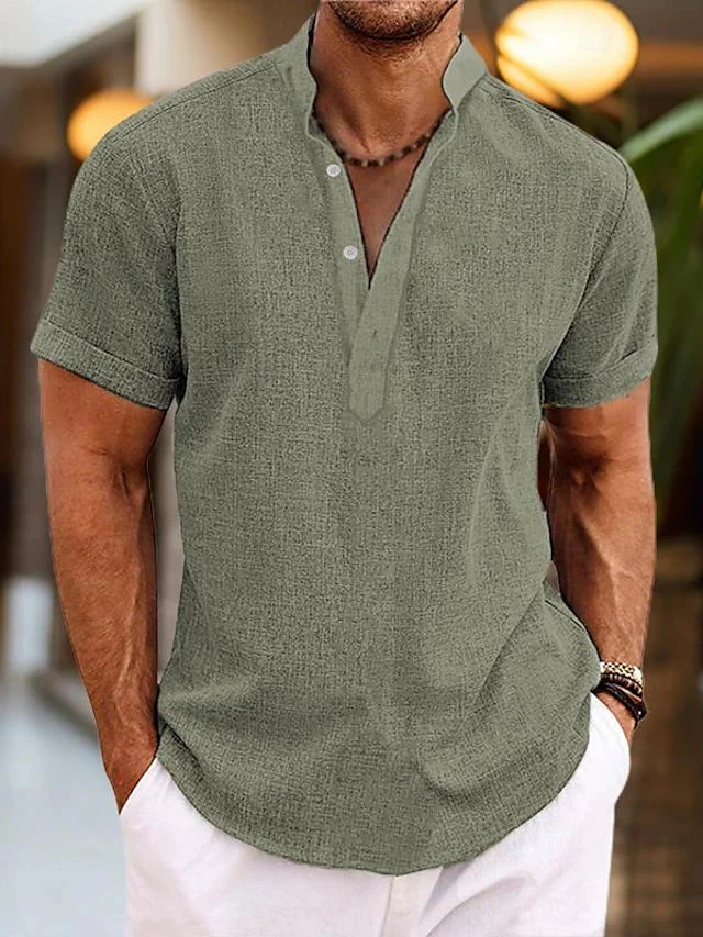 Herr Korta Ärmar Henley Skjorta - Bild 9