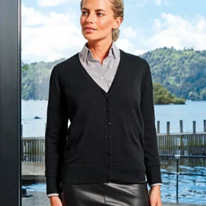 Dam genomknäppt stickad cardigan
