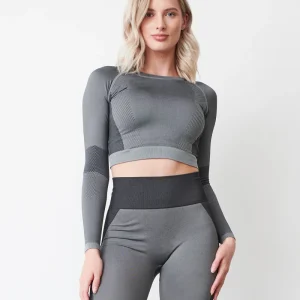Seamless Panelled Long Sleeve Crop Top för damer