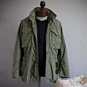 Herr Militärjacka i Vintagestil med Dold Huva