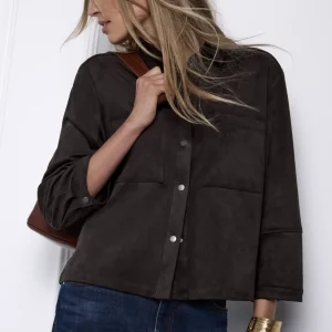 Street One - Brun skjorta i mocka-look