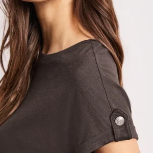 Street One - Brun T-shirt med knappdetalj