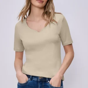 Street One - Beige hjärtringad t-shirt