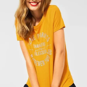 Street One - Gul t-shirt med text